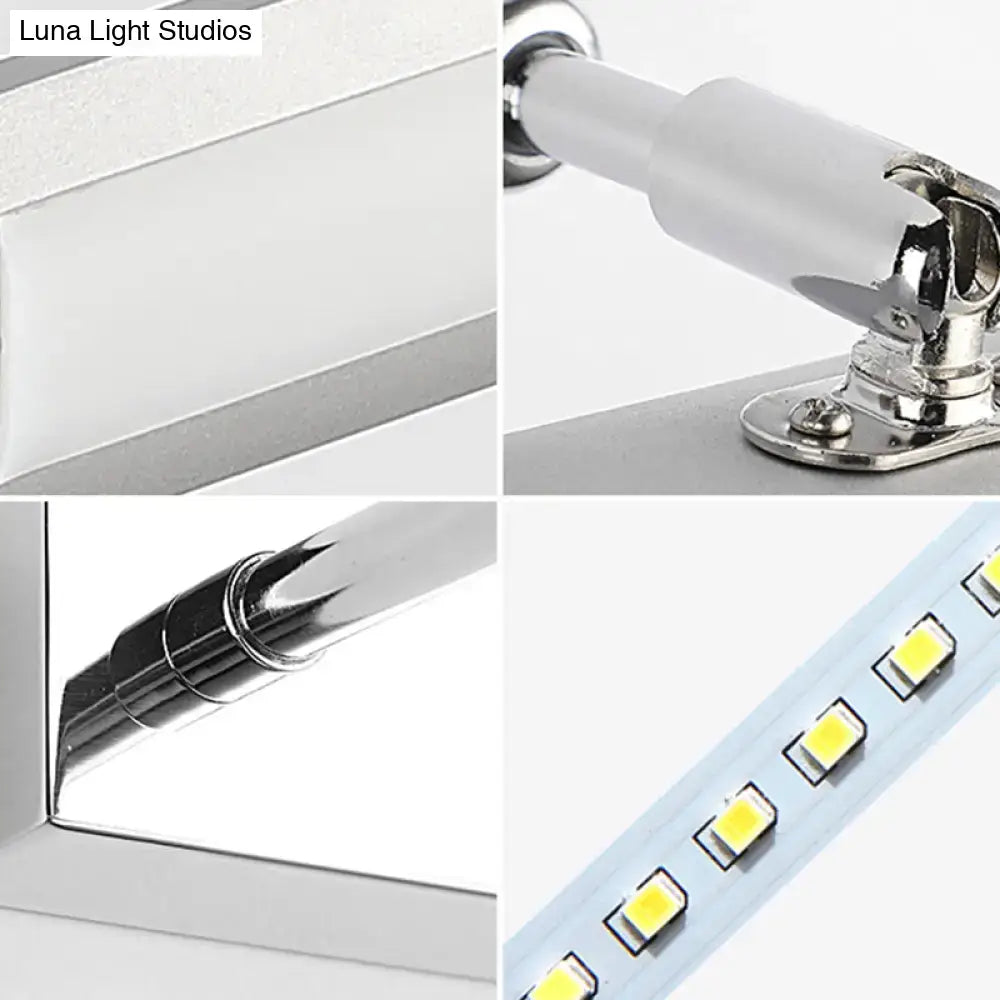 Chrome adjustable joint sconce four-panel collage with frosted shade and LED strip on Tampa Home & Garden Store