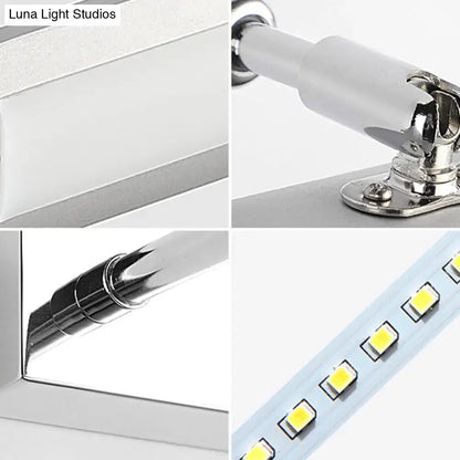 Chrome adjustable joint sconce four-panel collage with frosted shade and LED strip on Tampa Home & Garden Store