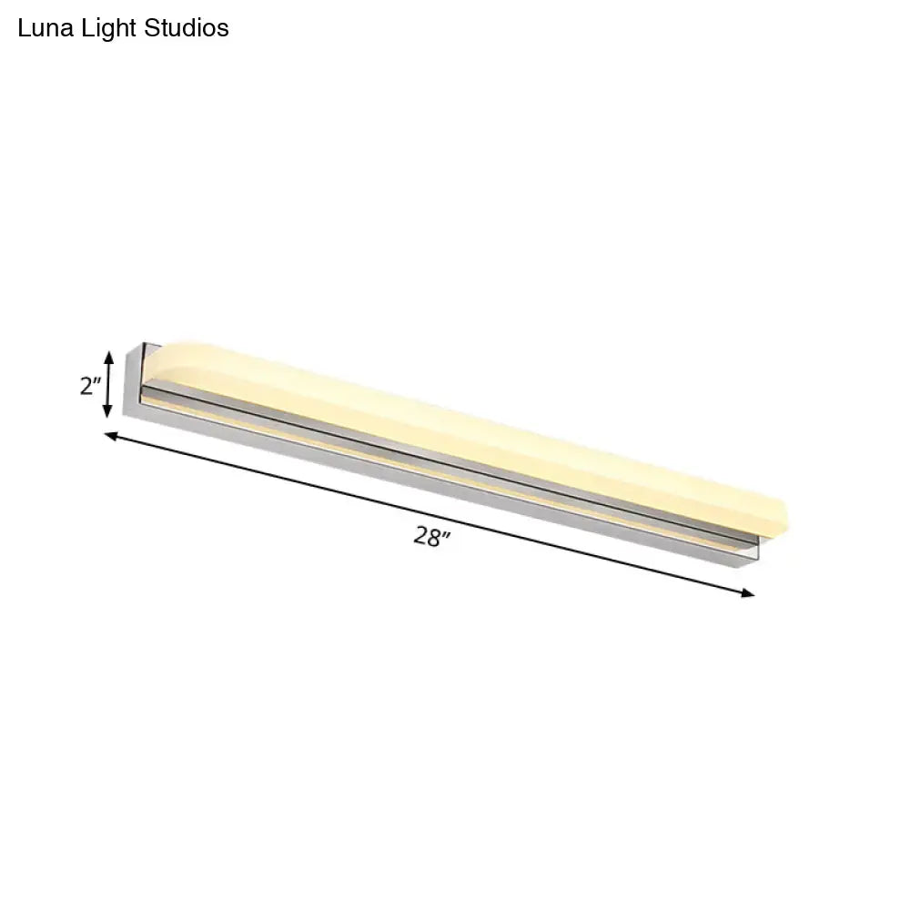 Chrome mounted vanity light with slim acrylic shade by Decorbites, 28in long on Tampa Home & Garden Store