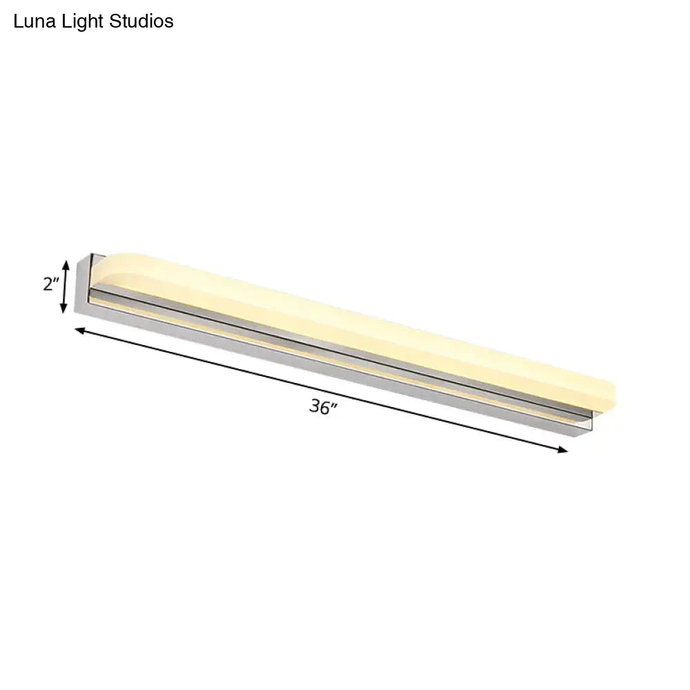 Chrome Mounted Vanity Light Slim Acrylic Shade by Decorbites, 36in length, 2in height on Tampa Home & Garden Store