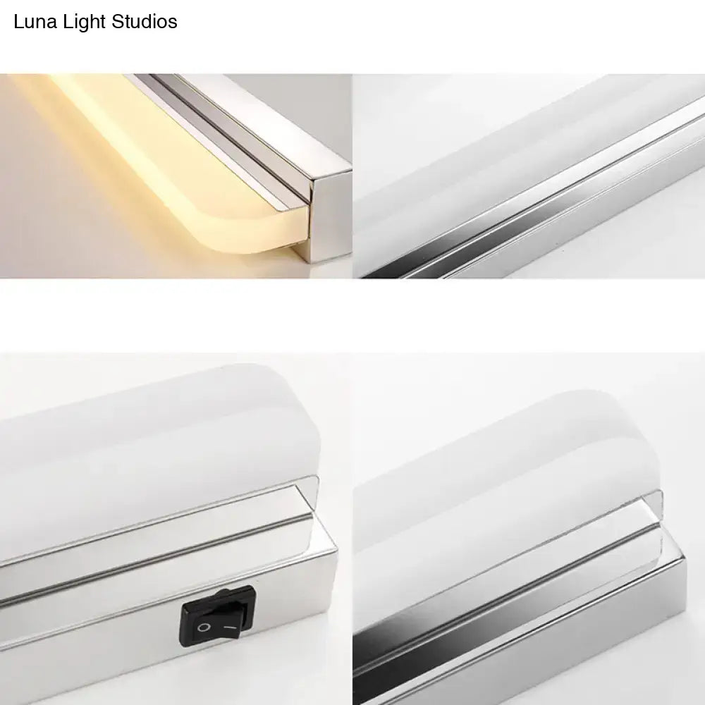 Chrome mounted vanity light with slim acrylic shade, on/off switch on Tampa Home & Garden Store