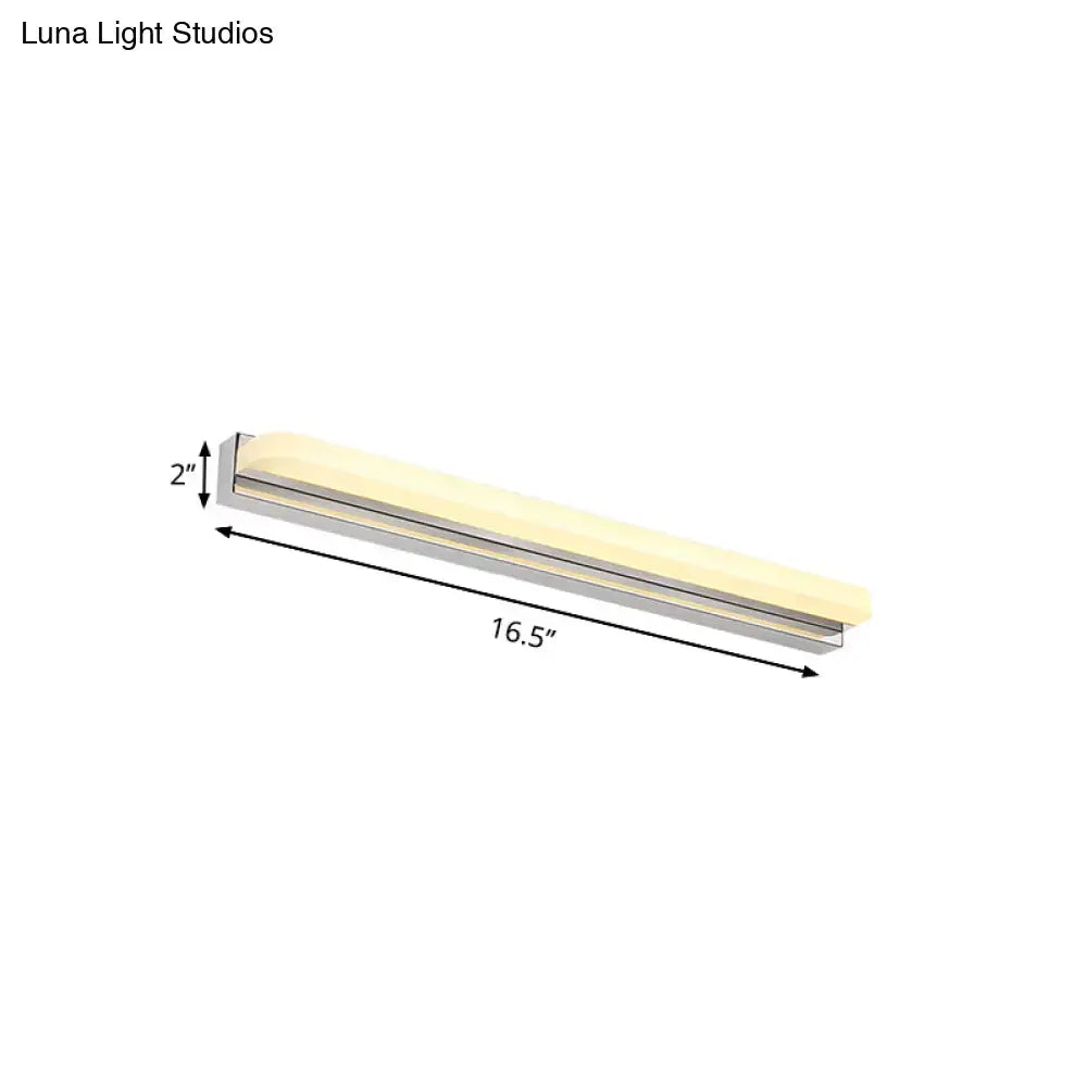 Chrome mounted vanity light with slim acrylic shade, Decorbites, 16.5in long on Tampa Home & Garden Store