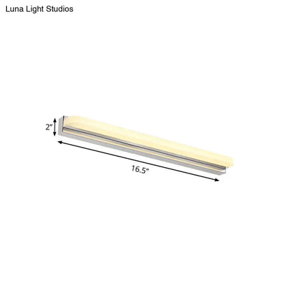 Chrome mounted vanity light with slim acrylic shade, Decorbites, 16.5in long on Tampa Home & Garden Store
