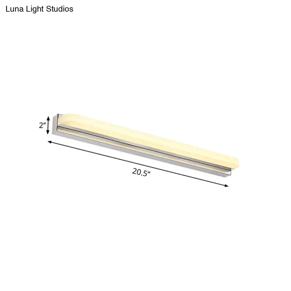 Chrome mounted vanity light with slim acrylic shade, Decorbites, 20.5 in length, 2 in height on Tampa Home & Garden Store