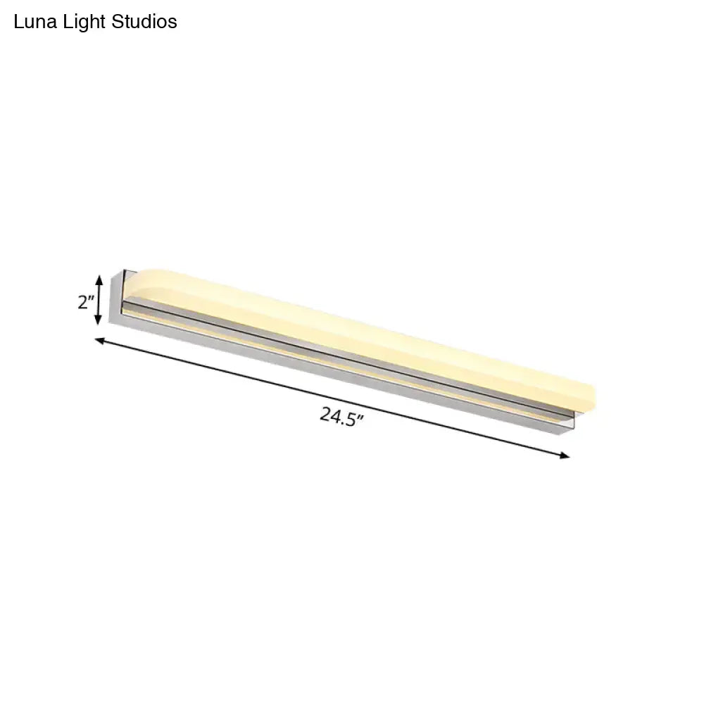 Chrome mounted vanity light with slim acrylic shade, 24.5 in long by 2 in high, Decorbites on Tampa Home & Garden Store