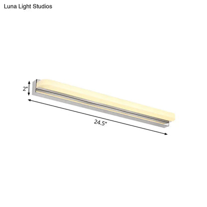 Chrome mounted vanity light with slim acrylic shade, 24.5 in long by 2 in high, Decorbites on Tampa Home & Garden Store