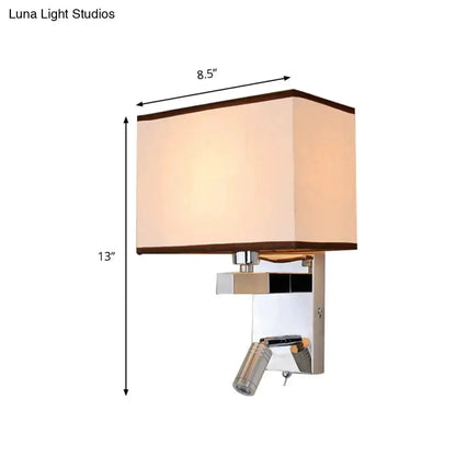 Modern chrome LED wall sconce with beige shade and adjustable reading spotlight by Decorbites on Tampa Home & Garden Store