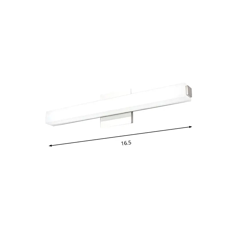 Chrome rectangular wall sconce with white diffuser, 16.5in long, warm white glow on Tampa Home & Garden Store