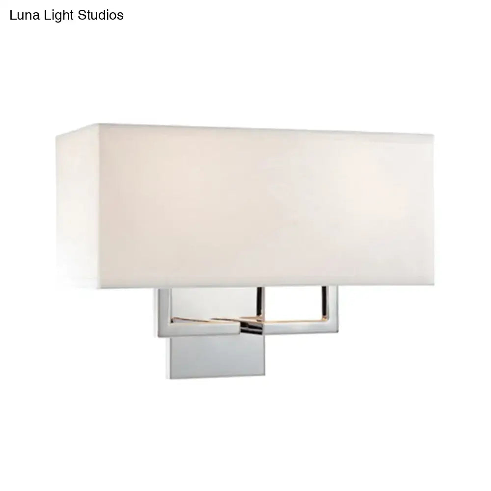 Chrome fabric shade sconce by Decorbites with white rectangular shade and polished chrome mount on Tampa Home & Garden Store