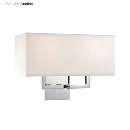 Chrome fabric shade sconce by Decorbites with white rectangular shade and polished chrome mount on Tampa Home & Garden Store
