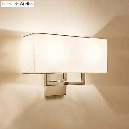 Chrome Fabric Shade Sconce by Decorbites, rectangular white fabric shade with chrome mount on Tampa Home & Garden Store