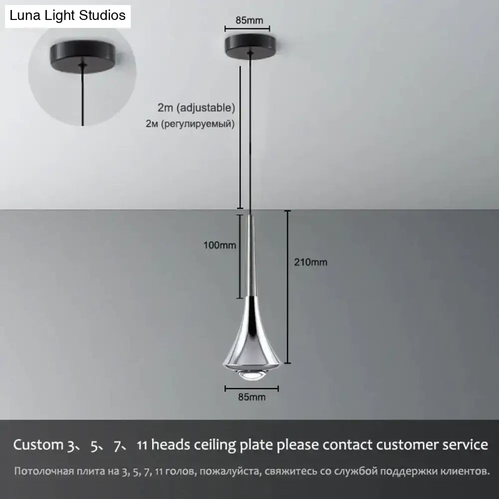 Chrome water drop pendant chandelier with adjustable 2m cable and 85mm canopy on Tampa Home & Garden Store