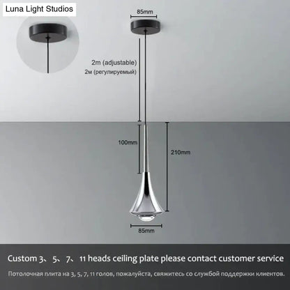Chrome water drop pendant chandelier with adjustable 2m cable and 85mm canopy on Tampa Home & Garden Store