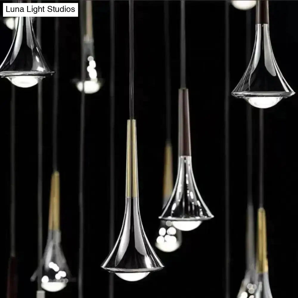 Chrome Water Drop Chandelier pendants by Decorbites; multiple glass teardrops on black backdrop on Tampa Home & Garden Store