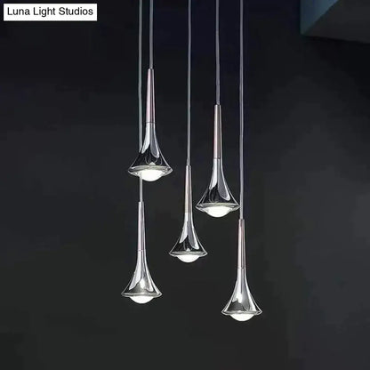 Chrome Water Drop Chandelier glass pendant lights in a five-light cluster for modern decor on Tampa Home & Garden Store