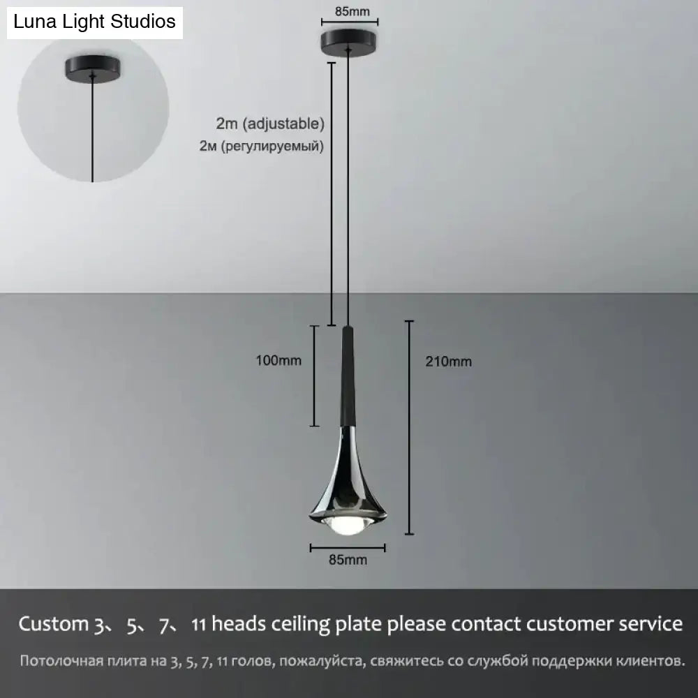 Chrome water-drop chandelier pendant with 2m adjustable cable by Decorbites on Tampa Home & Garden Store