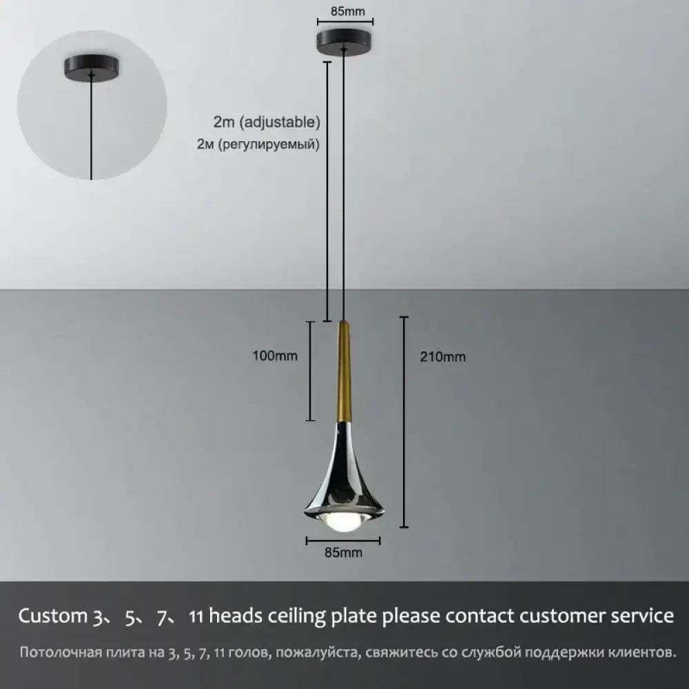 Decorbites Chrome Water Drop Chandelier pendant with 2m adjustable cable and 85mm glass shade on Tampa Home & Garden Store