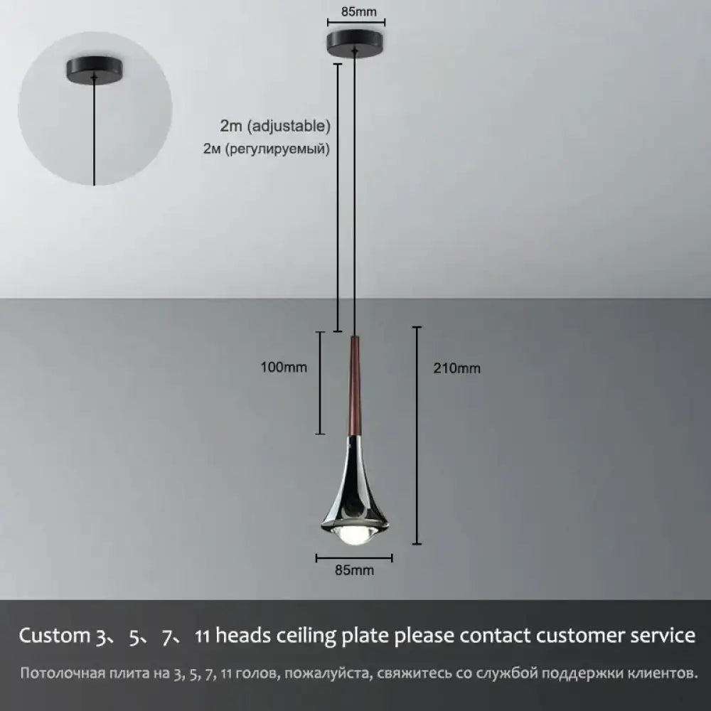 Chrome Water Drop Chandelier by Decorbites pendant with 2m adjustable cord, 85mm wide on Tampa Home & Garden Store