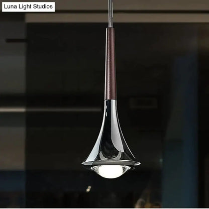 Chrome water drop chandelier pendant with brown stem and glass orb by Decorbites on Tampa Home & Garden Store