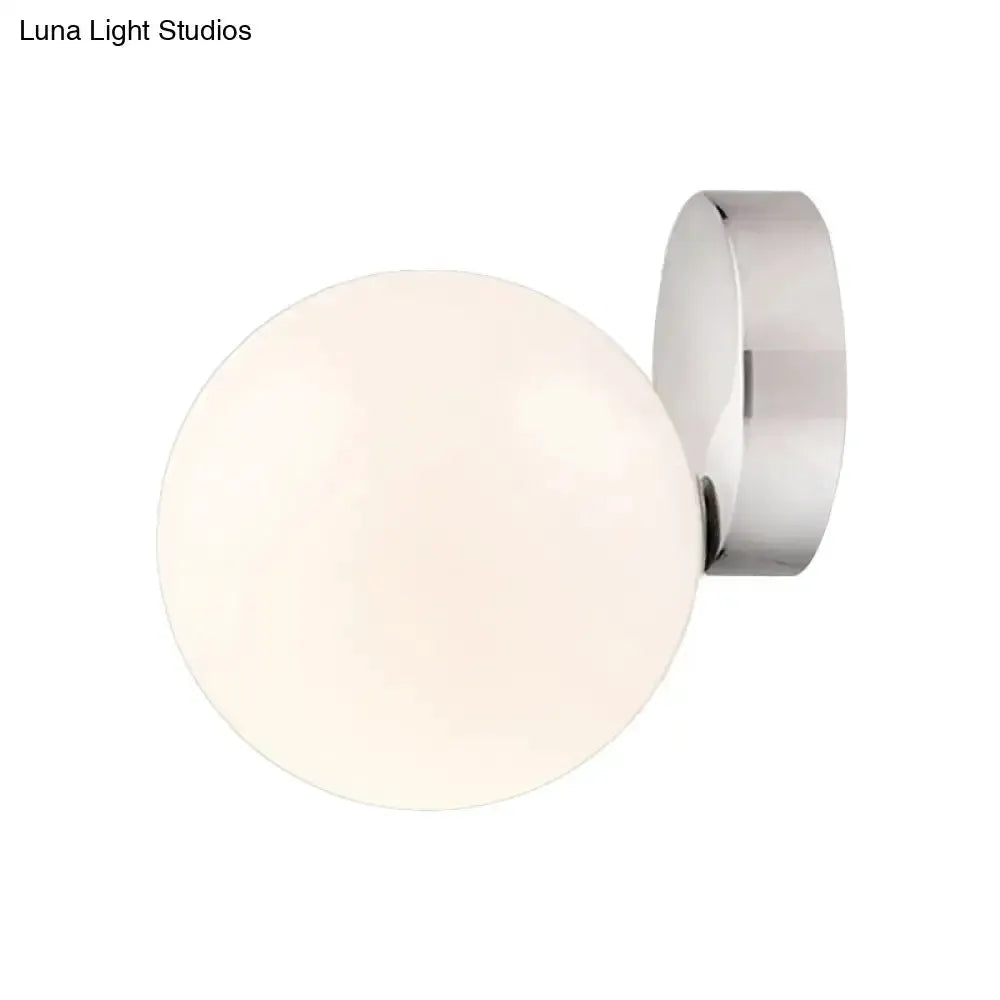 Modern chrome milk glass globe wall lamp with white globe and chrome mount Decorbites on Tampa Home & Garden Store