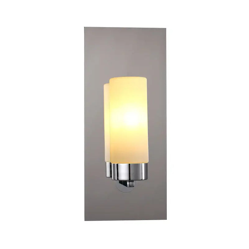 Chrome Opal Tube Sconce with frosted opal glass shade and chrome wall mount by Decorbites on Tampa Home & Garden Store