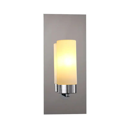 Chrome Opal Tube Sconce with frosted opal glass shade and chrome wall mount by Decorbites on Tampa Home & Garden Store