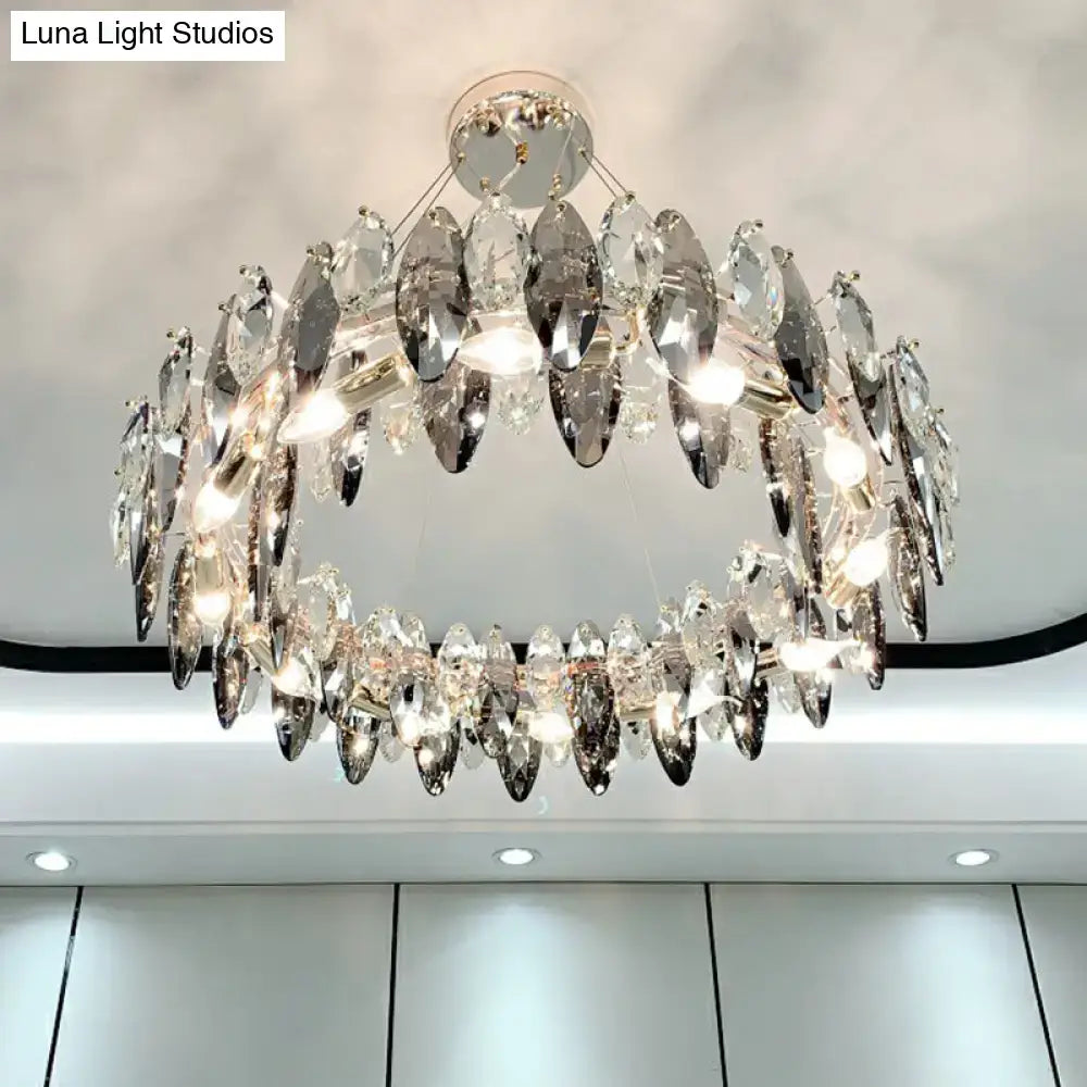 Chrome clear crystal chandelier by Decorbites with teardrop prisms on Tampa Home & Garden Store