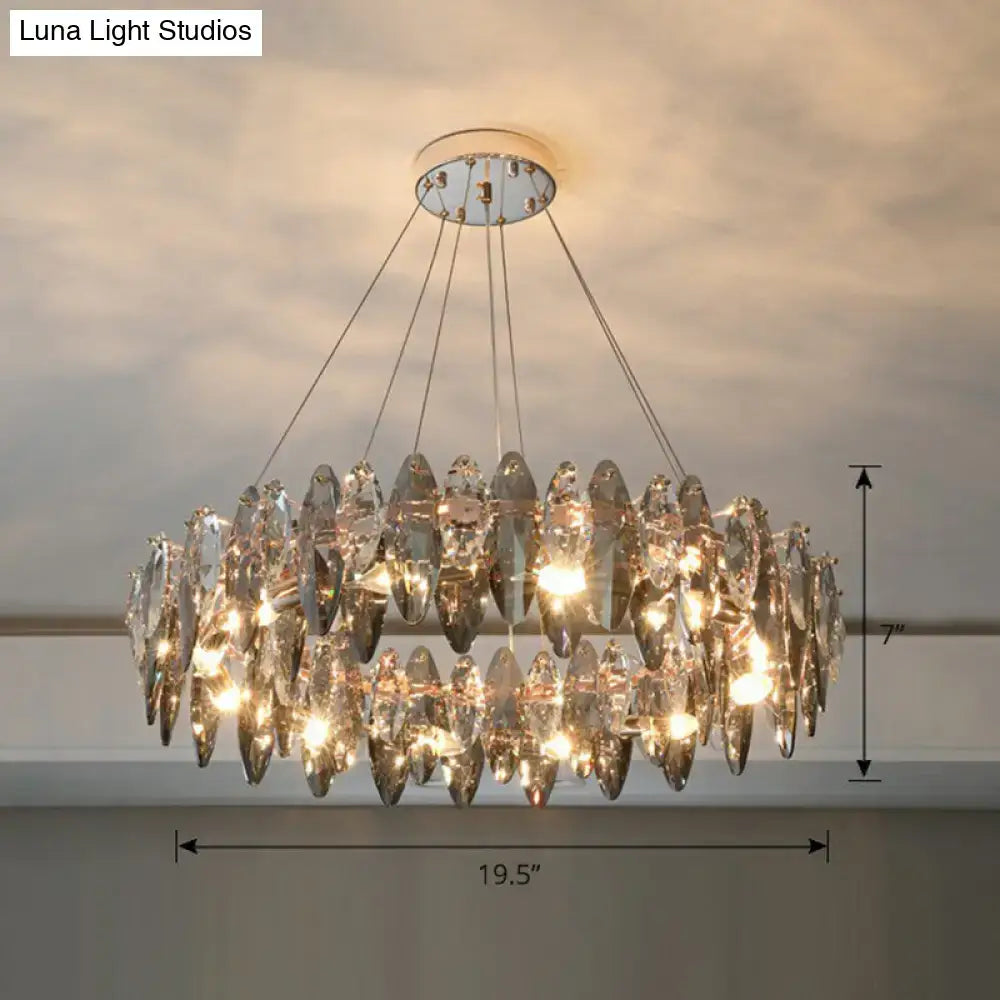 Chrome Clear Crystal Chandelier with hanging crystal drops in chrome finish by Decorbites on Tampa Home & Garden Store