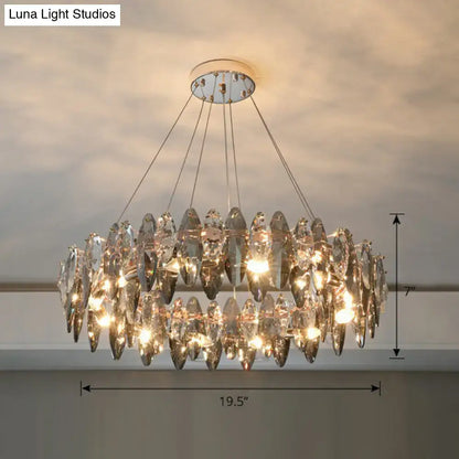 Chrome Clear Crystal Chandelier with hanging crystal drops in chrome finish by Decorbites on Tampa Home & Garden Store