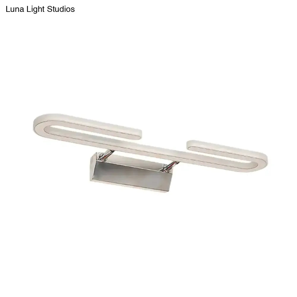 Modern chrome paper-clip LED vanity light fixture for bathroom by Decorbites on Tampa Home & Garden Store