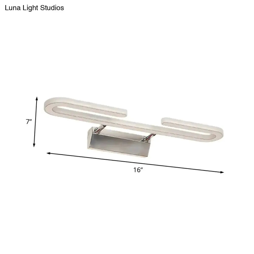 Modern chrome paper clip LED vanity light fixture bathroom sconce by Decorbites 16 in long on Tampa Home & Garden Store