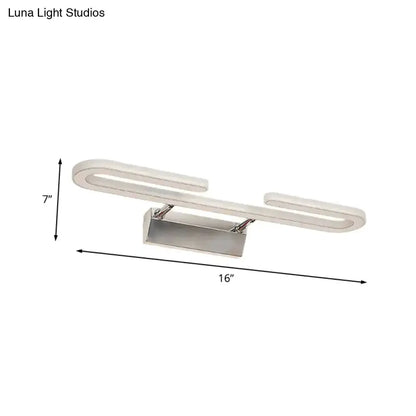 Modern chrome paper clip LED vanity light fixture bathroom sconce by Decorbites 16 in long on Tampa Home & Garden Store