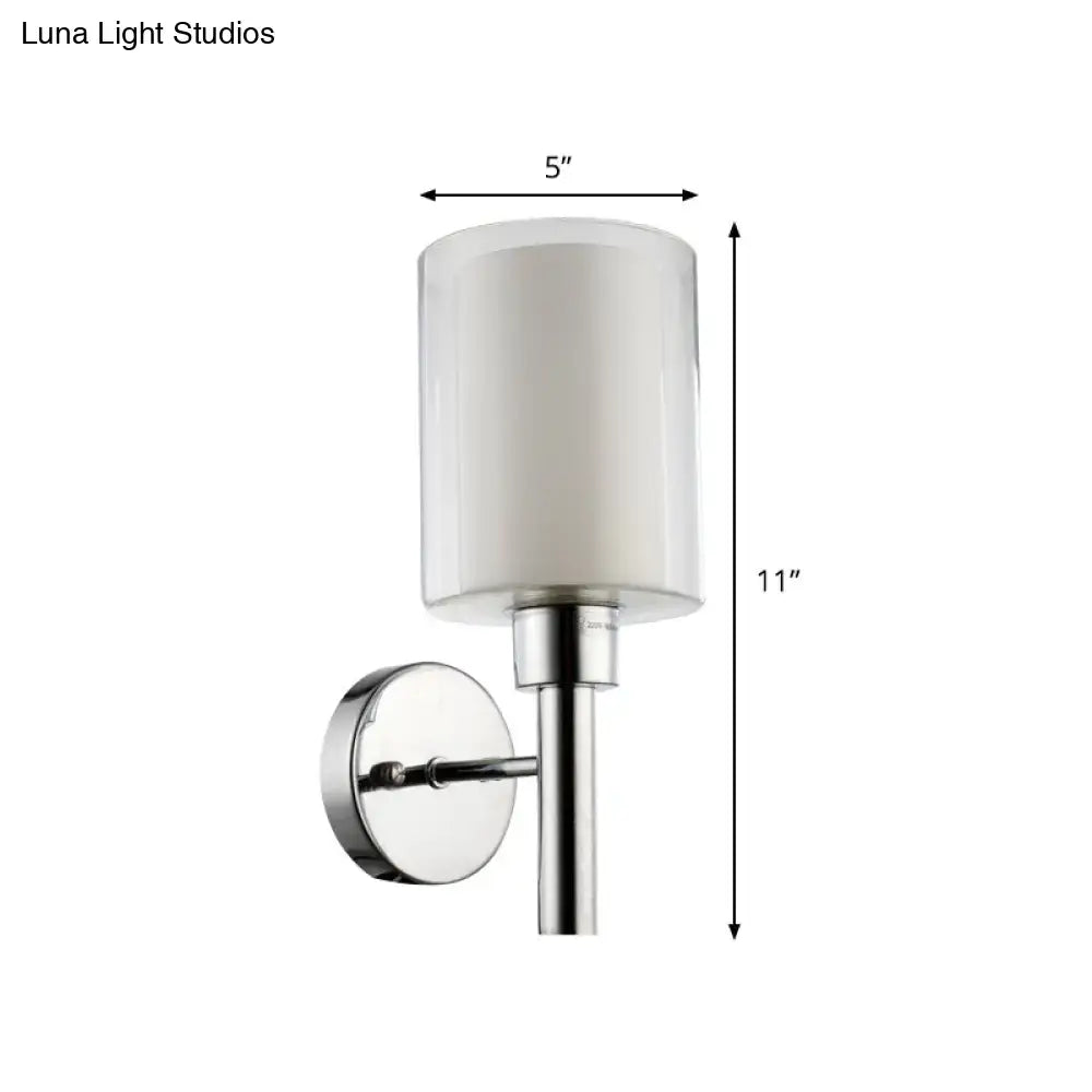 Decorbites chrome pencil arm wall sconce with clear glass shade on Tampa Home & Garden Store