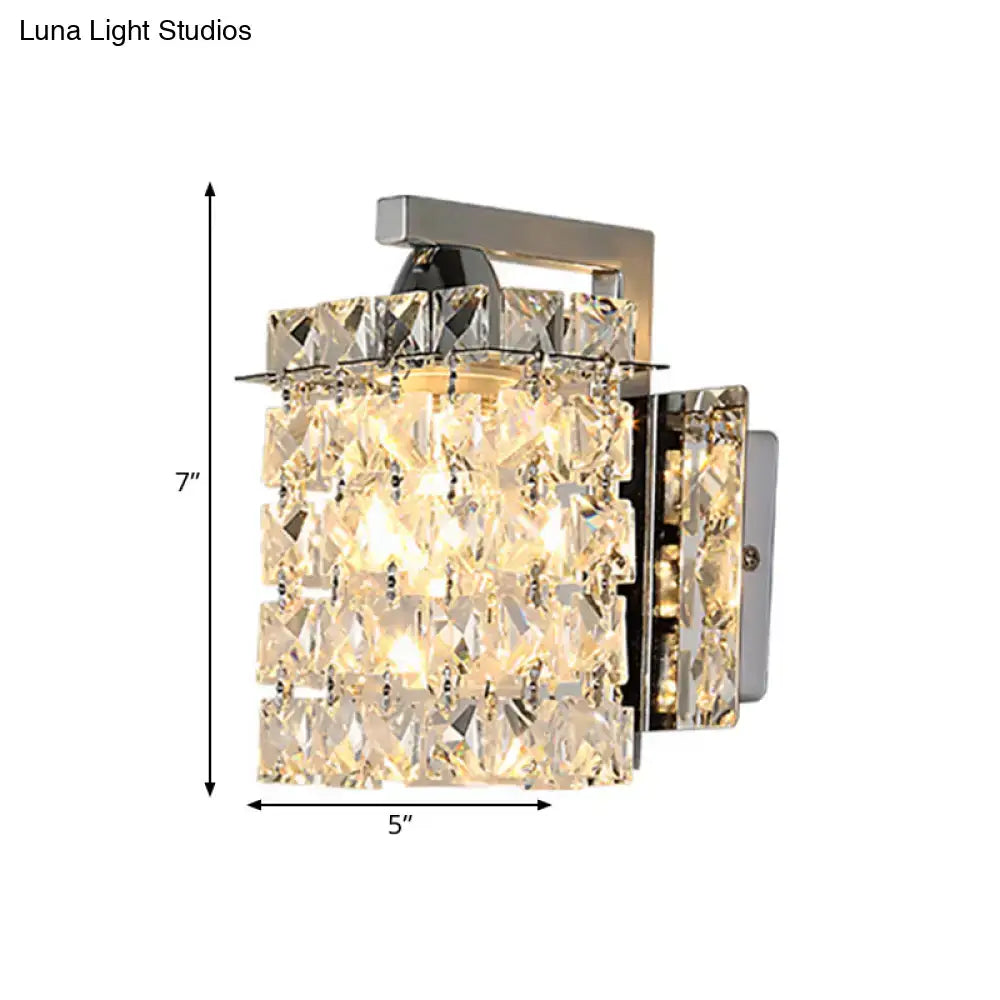 Chrome Crystal Rectangular Wall Light by Decorbites wall sconce with faceted prisms on Tampa Home & Garden Store