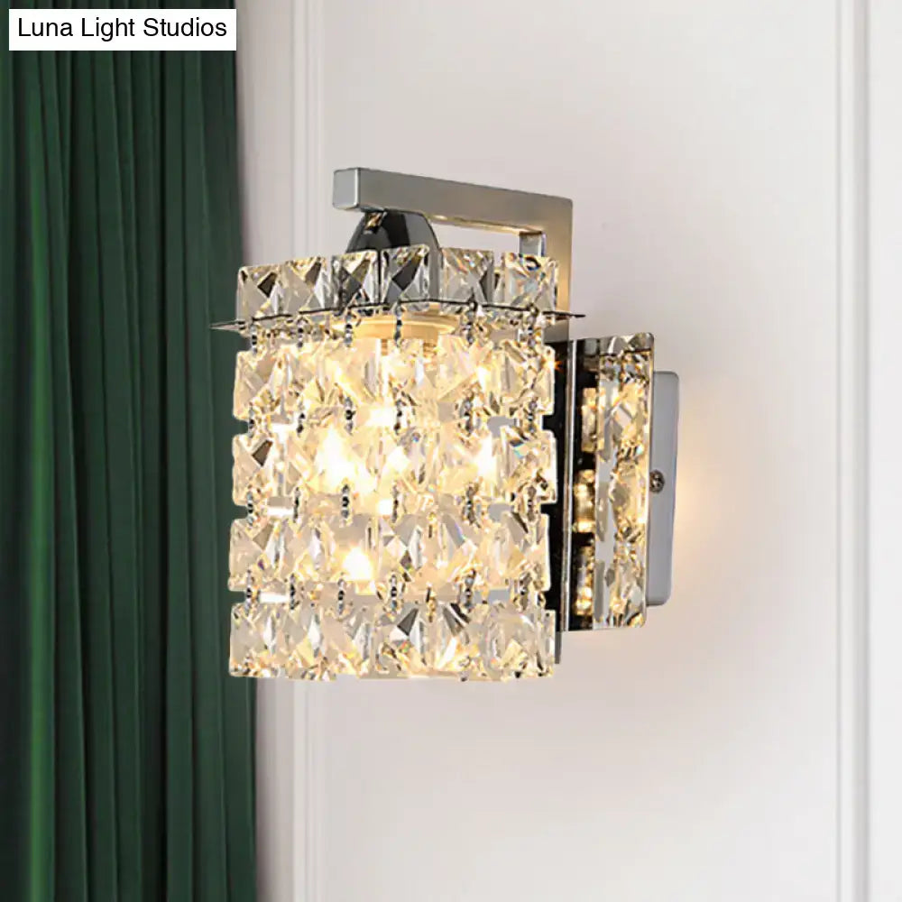 Chrome Crystal Rectangular Wall Light by Decorbites with faceted crystal prisms on Tampa Home & Garden Store