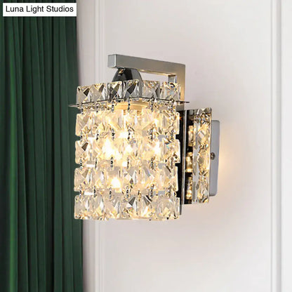 Chrome Crystal Rectangular Wall Light by Decorbites with faceted crystal prisms on Tampa Home & Garden Store