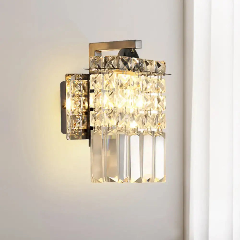 Chrome Crystal Rectangular Wall Light by Decorbites; crystal prism shade, chrome finish on Tampa Home & Garden Store