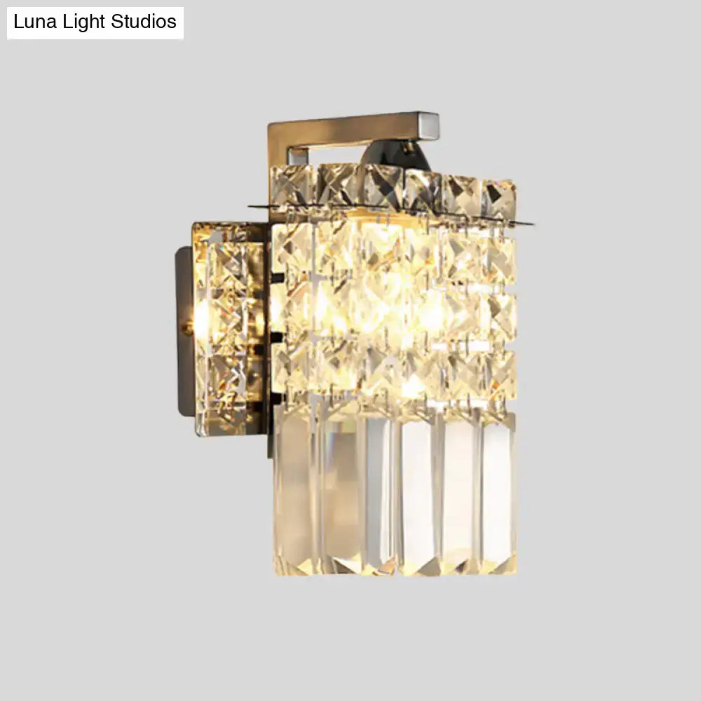 Chrome Crystal Rectangular Wall Light by Decorbites with stacked glass prisms on Tampa Home & Garden Store