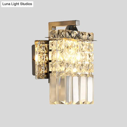Chrome Crystal Rectangular Wall Light by Decorbites with stacked glass prisms on Tampa Home & Garden Store