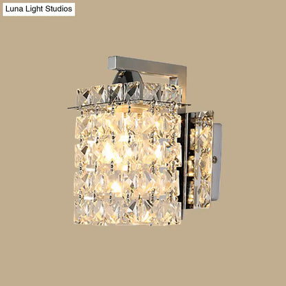 Chrome Crystal Rectangular Wall Light by Decorbites with faceted crystal shade and chrome mount on Tampa Home & Garden Store