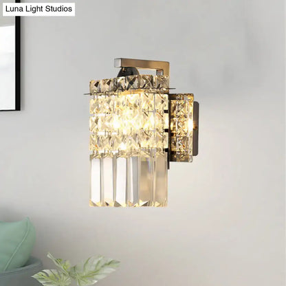 Chrome Crystal Rectangular Wall Light by Decorbites featuring faceted prism crystals on Tampa Home & Garden Store