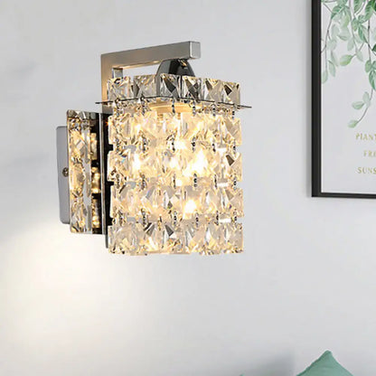 Chrome crystal rectangular wall light with faceted crystal blocks by Decorbites on Tampa Home & Garden Store