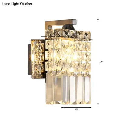 Decorbites chrome crystal rectangular wall light with hanging prisms, 8in tall x 5in wide on Tampa Home & Garden Store