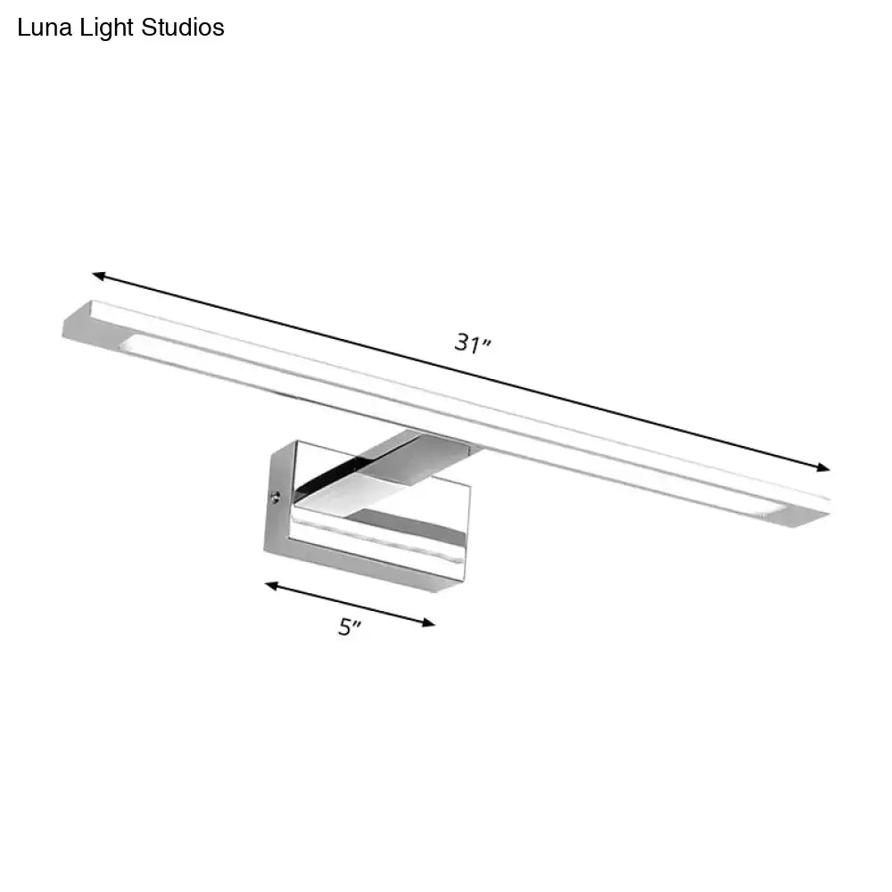 Decorbites modern chrome rectangle LED bathroom vanity light with 31in bar and wall mount on Tampa Home & Garden Store