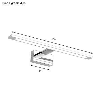 Modern chrome rectangle LED bathroom vanity light, 27-inch long bar with 5-inch wall mount on Tampa Home & Garden Store