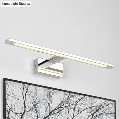 Modern chrome rectangle LED bathroom vanity light with long bar and wall-mounted square backplate on Tampa Home & Garden Store