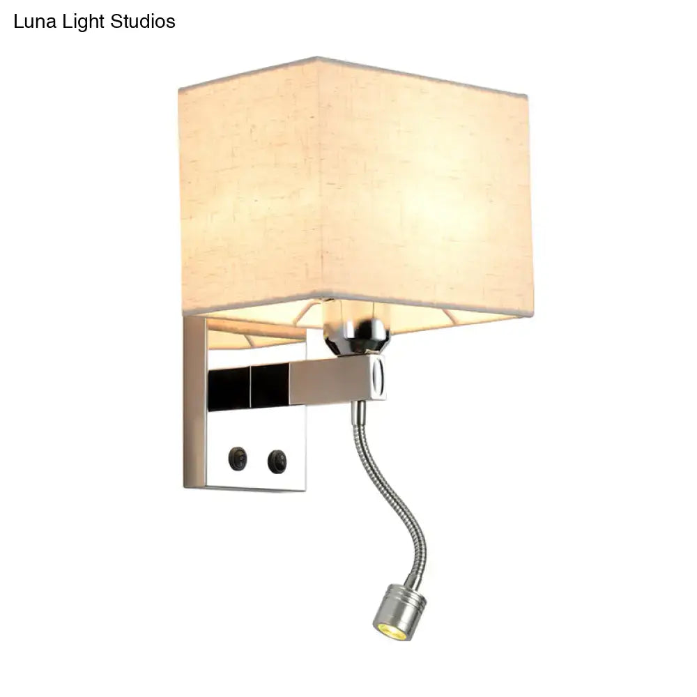Chrome rectangle wall sconce with beige fabric shade and adjustable gooseneck light Decorbites on Tampa Home & Garden Store