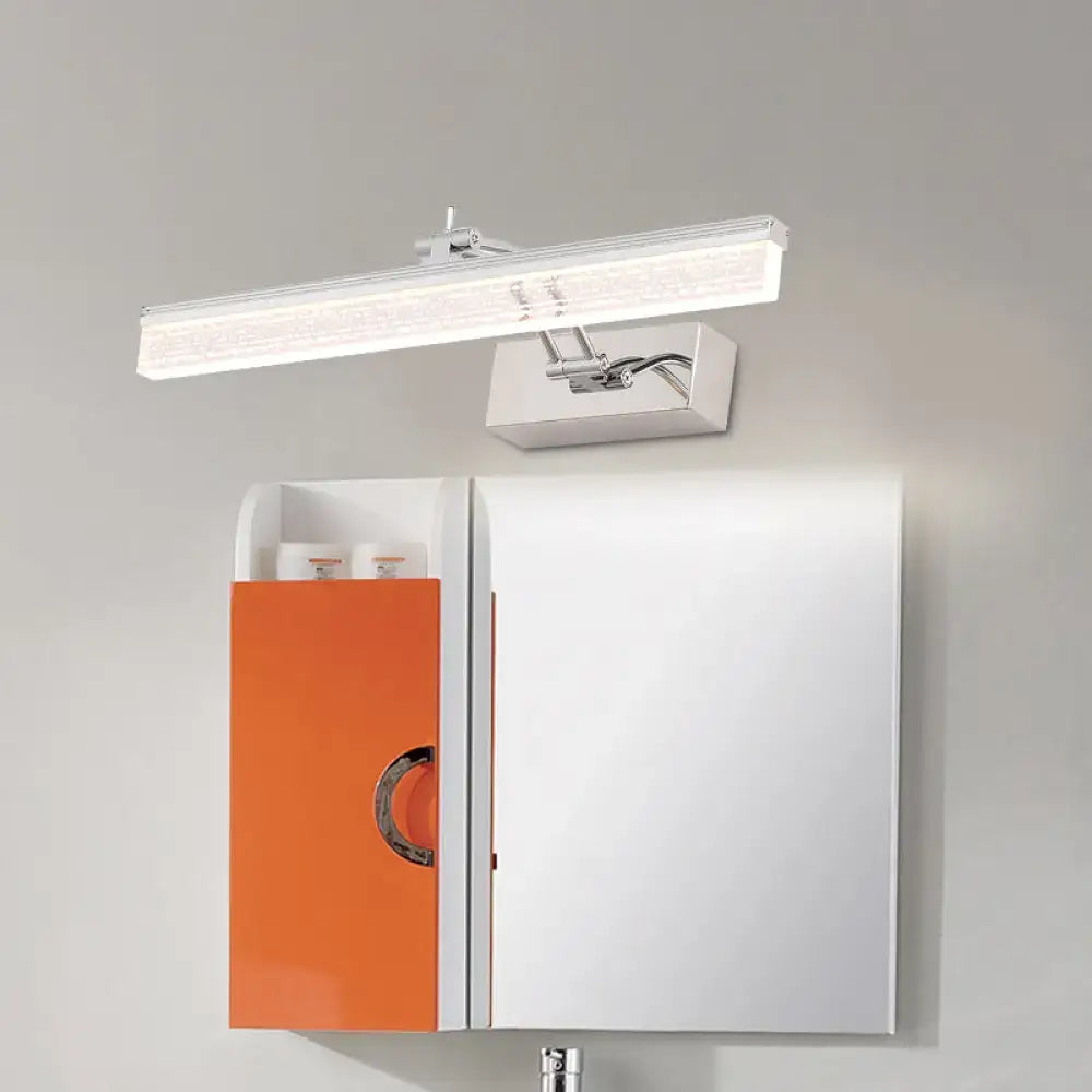 Chrome textured vanity light by Decorbites, slim LED bar with square backplate on Tampa Home & Garden Store