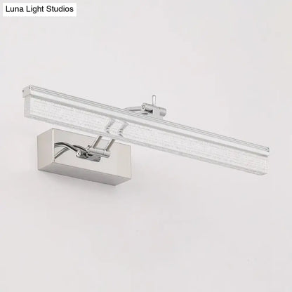 Decorbites chrome textured vanity light with rectangular diffuser and square wall mount on Tampa Home & Garden Store
