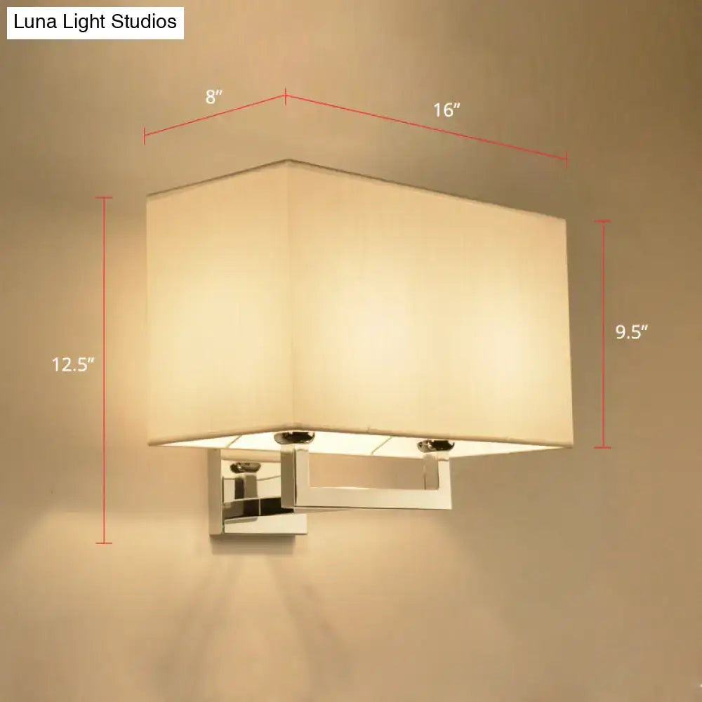 Chrome Fabric Wall Sconce Decorbites with square chrome mount and cream shade on Tampa Home & Garden Store